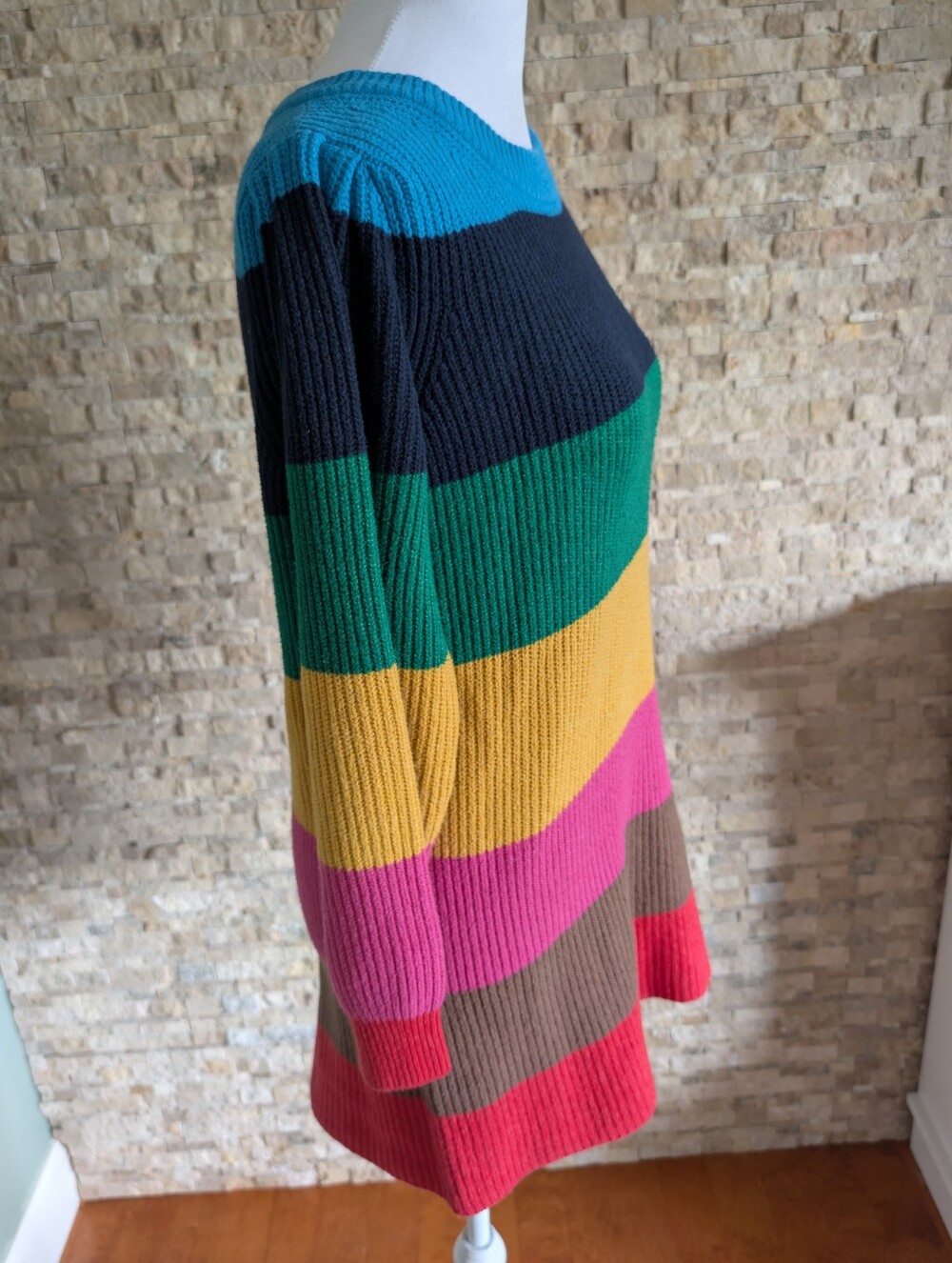 Gap Girls Rainbow Colorblock Stripe Knit Sweater Dress Cotton Blend Sz XL 12 image 7